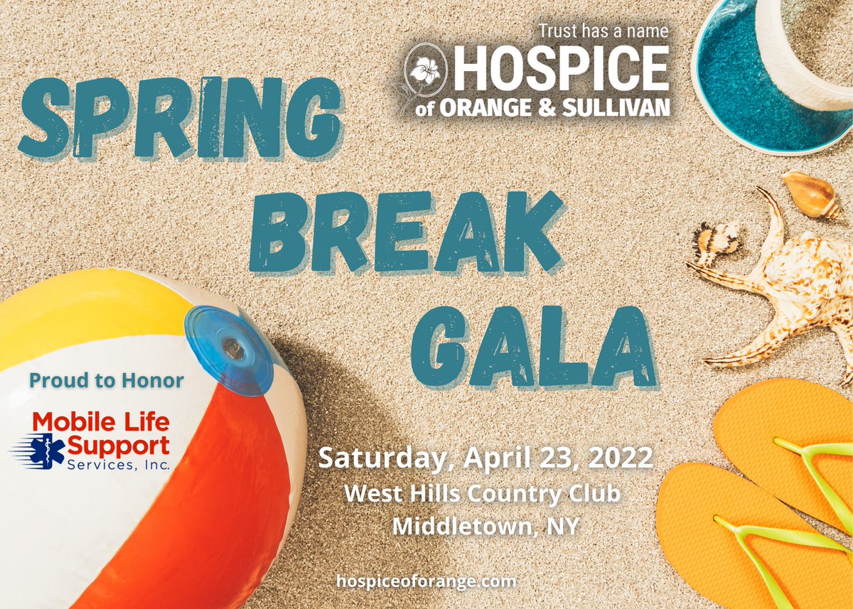 Hospiceoforange's tweet photo. Hospice of Orange &amp; Sullivan Counties, Inc. is thrilled to invite you to our 2022 Spring Break Gala, honoring Mobile Life Support Services, Inc. @MobileLife_ 
#springbreak2022 #Gala #trusthasaname
https://t.co/CMVvNZXtKN https://t.co/SUkxbYx1SJ