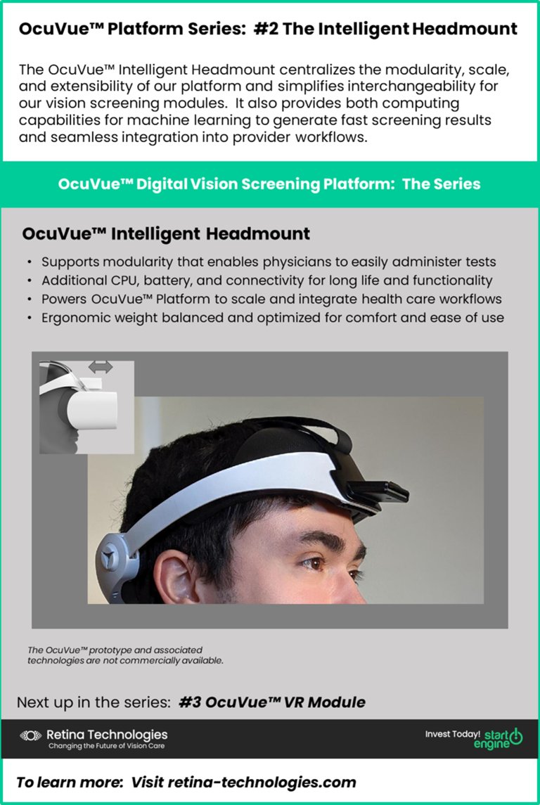 rettech_inc's tweet photo. The OcuVue Platform Series Day 2! Having a centralized, intelligent headmount for ophthalmic modules maximizes portability and analytical power. Visit https://t.co/VEyRqTZG5Q to invest and learn more! https://t.co/tp75JC6iri