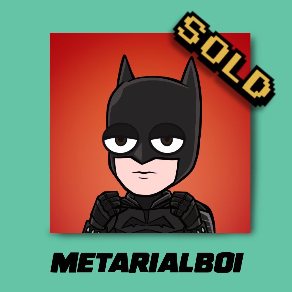metarialboi's tweet photo. 🔥SOLD🔥
Metarial Boi #084 The Bat
Congrats to the new owner @scottaseymour 🎉🎉🎉
Metarial Boi is rising 🔥

#nft #nftart #nftcollectibles #nftdrop #nftpolygon #opensea #nftartist #thebatman

#nft #nftart #nftcollectibles #nftdrop #nftpolygon #opensea #nftartist https://t.co/sFXmtyc1eH