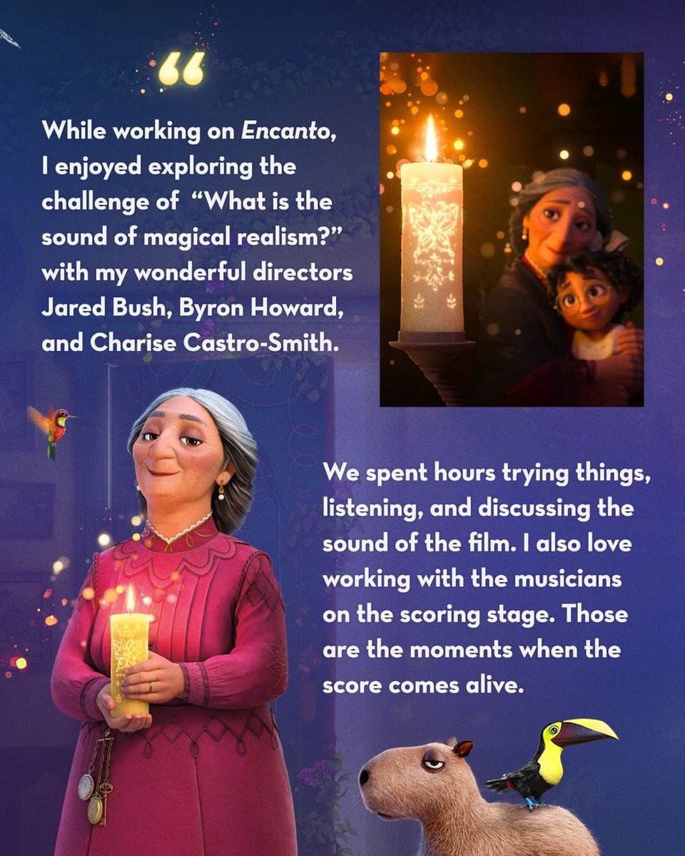 DisneyMusic's tweet photo. Get to know @germaine_franco, the Academy Award-nominated composer for #Encanto! ✨🦋 #WomensHistoryMonth (1/2) https://t.co/HoWd6oZGzP
