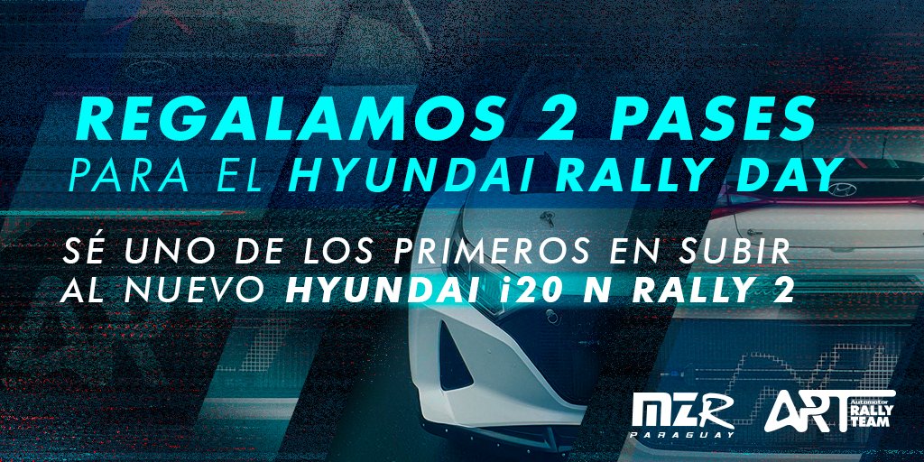 🚨SORTEO🏁
Vos podés ser uno de los 2 afortunados en asistir a la develación del nuevo Hyundai i20 N Rally 2, el único en Sudamérica🤩
¿Cómo participar?
🔁 RT a esta publicación
 👉 Seguinos
🗓️Sorteamos este viernes 18