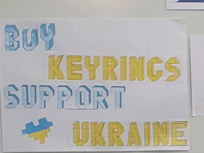 GraphicsDCG_CC's tweet photo. Selection of keyrings designed by Graphics students fundraising for Ukraine in @CastletroyC great work to our students! @LimClareETB @Limerick_Leader @SGEducation__ #Graphics #3Dprinting #fundraising #design https://t.co/y3y0mAXlO2