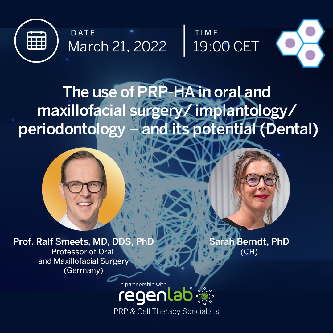 regen_lab's tweet photo. [Regentalks] ❄️ The use of #PRP #HA in oral and #maxillofacial #surgery #implantology #periodontal #Dental with our experts, Prof. Ralf Smeets (DE) and Sarah Berndt, PhD (CH).
📅 21th March
⏰ 7 PM CET
👉 https://t.co/ajDuyj0d4l

#PlateletRichPlasma #PRP #RegenerativeMedecine https://t.co/UDS76TmOPz