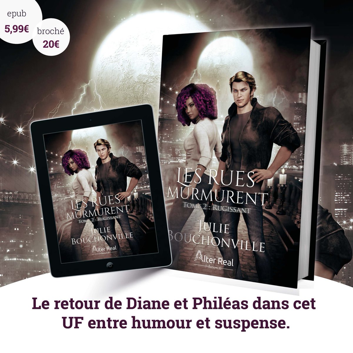[#Sortie J-2]
Les rues murmurent tome 2 de Julie Bouchonville 📗
Retrouvez Diane et Philéas dans la suite de cette série d'#urbanfantasy originale et à l' #humour décapant ! 🤩😅
Broché 👇 :
bit.ly/3JjF5SX
Epub 👇 :
kobo.com/fr/fr/ebook/ru…