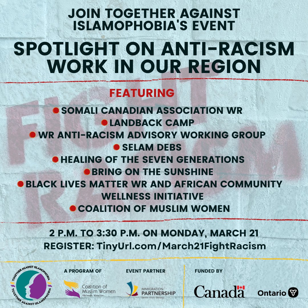 CMW_KW2010's tweet photo. #FIGHTRacism 

We're raising our voices against racism and discrimination. Will you join us? This event will showcase the anti-racism work in our communities. Learn about the important work being done at the grassroots level and how you can support it.

#Enddiscrimination https://t.co/b5qSCi2Lab