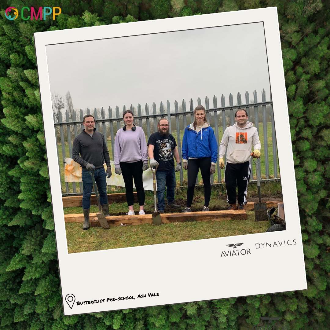 CMPProject1's tweet photo. Today we've been joined by two wonderful teams from @aviatorhants & @DynavicsLtd at Butterflies Pre-school in Ash Vale.
The teams have been busy clearing brambles, making flower beds, and creating an outdoor play area.
#wearecmpp #community #CSR #communitygiving https://t.co/7HFy6YRhXY