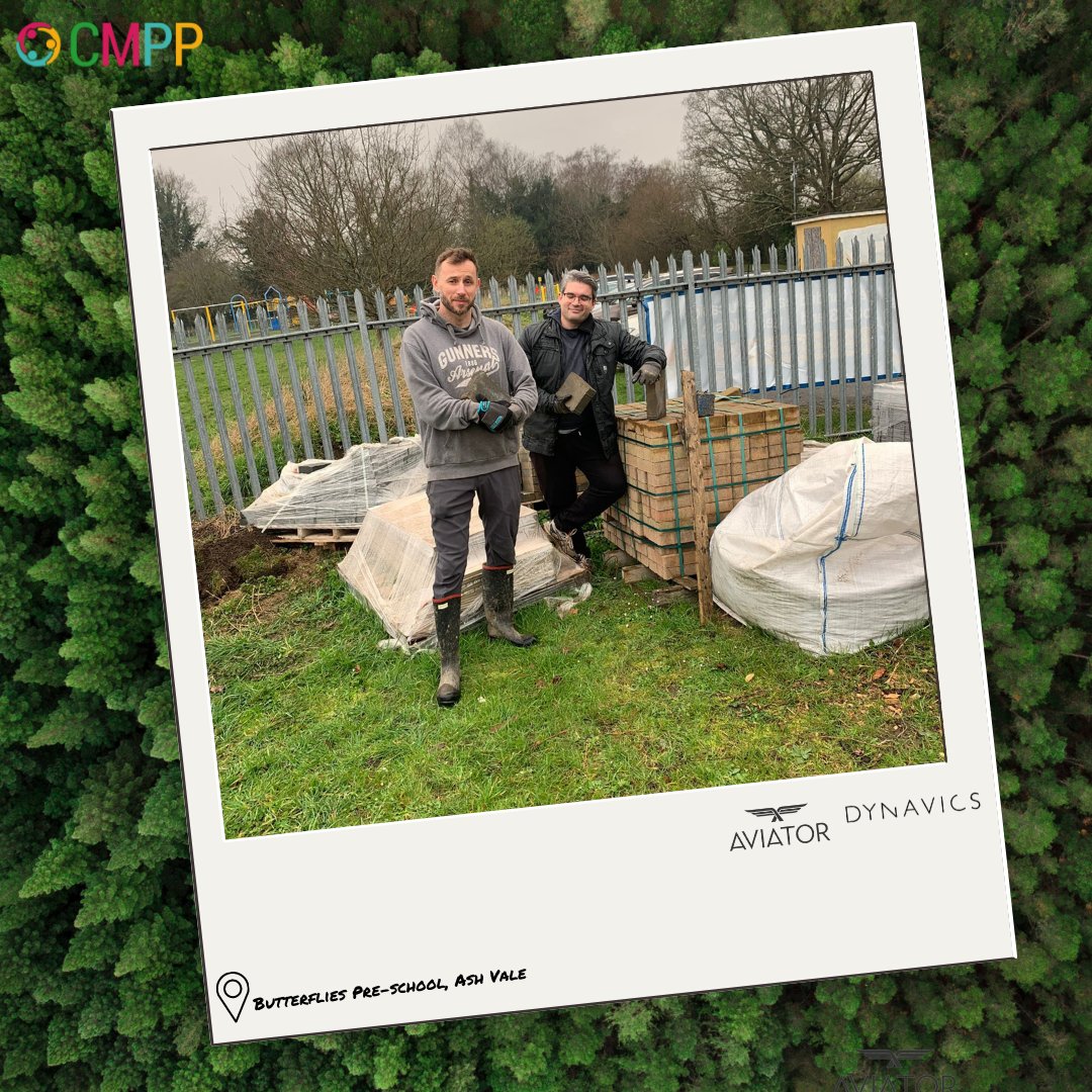 CMPProject1's tweet photo. Today we've been joined by two wonderful teams from @aviatorhants & @DynavicsLtd at Butterflies Pre-school in Ash Vale.
The teams have been busy clearing brambles, making flower beds, and creating an outdoor play area.
#wearecmpp #community #CSR #communitygiving https://t.co/7HFy6YRhXY