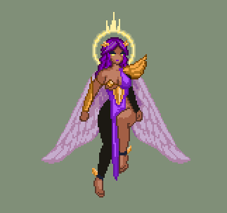 SINHERGame's tweet photo. Looks like Pride is winning the polls for now. Here's a design I created for her, hope you like it! #sinher #indiedev #pixelart https://t.co/Wox7QTbxgy