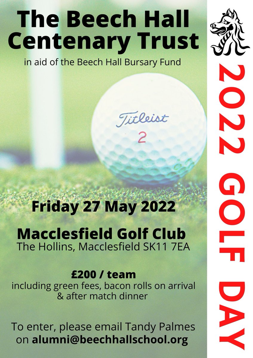 Calling all @oldgriffinians please join us for our inaugural <a href="/beechhall_macc/">Beech Hall School</a> Centenary Trust #Golf Day <a href="/Maccgolf/">Macclesfield Golf</a> ⛳ Please click on the link to download a registration form and for further information #golf #Macclesfield #Cheshire #fundraiser - mailchi.mp/64e7aafcfdb9/2…