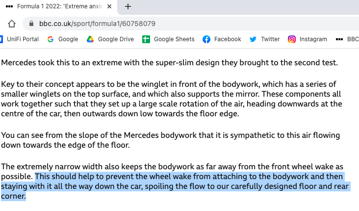 DeanoNewman's tweet photo. Has the BBC's F1 'Secret Aerodynamicist' accidentally revealed they work for @MercedesAMGF1 - When discussing Mercedes Key Performance Differentiators refers to 'our carefully designed floor and rear corner' @BBCSport @F1 @SkySportsF1 #oopsmoment https://t.co/J26lmFZIJY