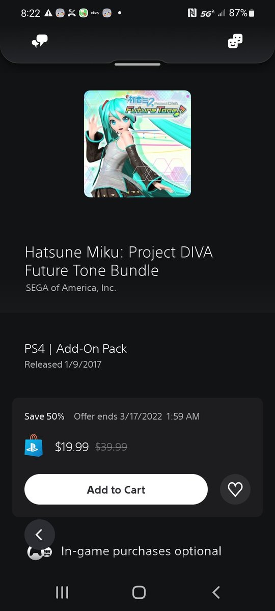 Daixess's tweet photo. YOOO #PROJECTDIVA FUTURE TONE IS ON SALE
#PROJECTDIVAFUTURETONE #PDFT #PS4 #HATSUNEMIKU https://t.co/qWMi6KZ9nW