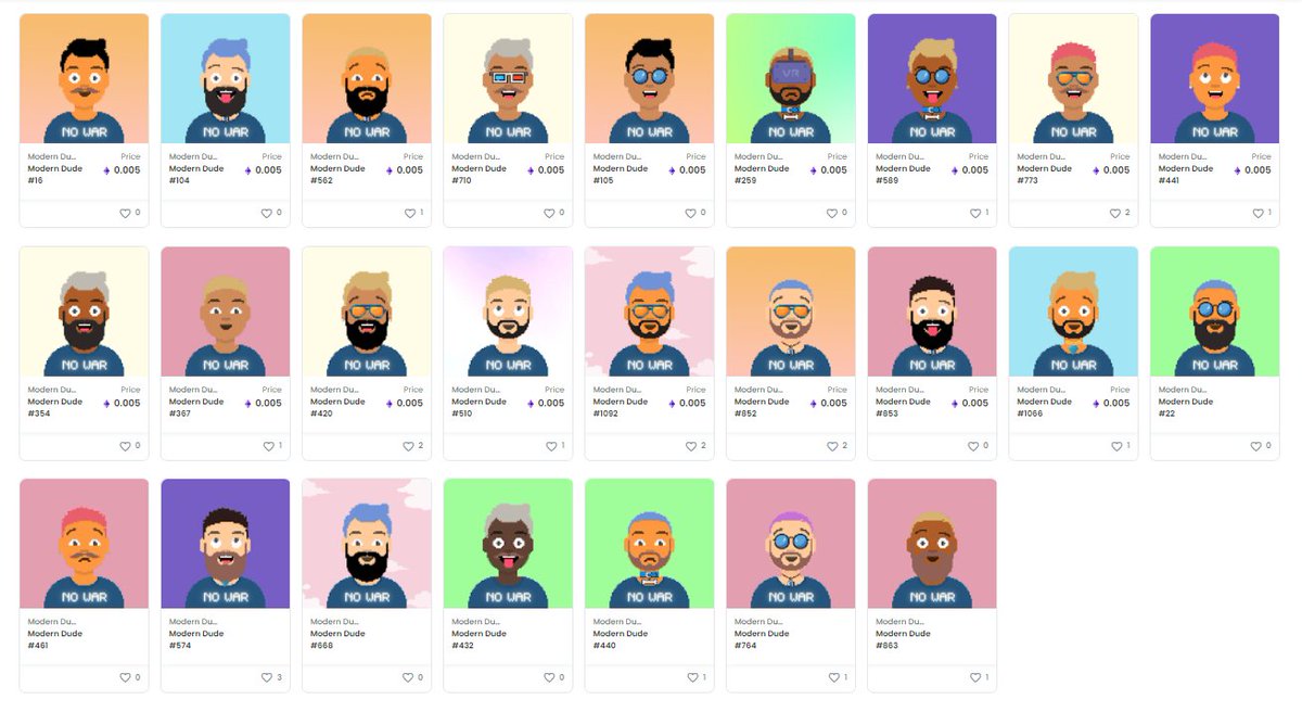 ModernDudeNFT's tweet photo. Our 25 Dudes deserve a shout-out. Who are participating actively in the NO WAR 🕊 Peace Talks.

#NFT #NFTCollection #ETH #PolygonNFT #OpenSeaNFT #opensea #NFTGiveaway https://t.co/Sop85mJNV3
