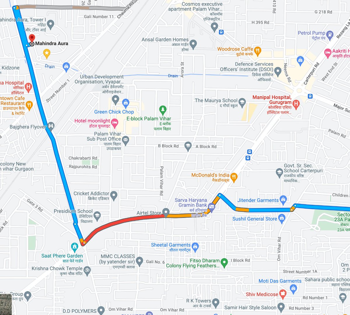 mohigupt's tweet photo. @TrafficGGM There are daily hour-long traffic-delays on route Caterpuri to Bhajgera-flyover. Traffic-police works relentlessly to sort it out day&amp;night but real major cause are various u-turns on this very narrow road often causing deadlock. Urge you to pls close these u-turns 🙏 https://t.co/4qN7V9uf9p