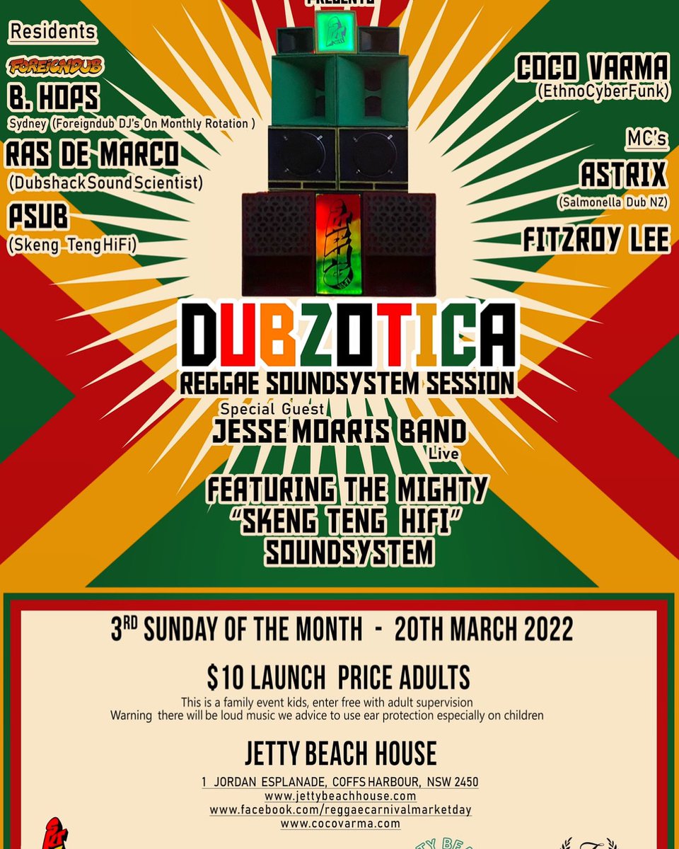 cocovarma's tweet photo. Dubzotica  a new all dayer for lovers of Reggae and dub. In Coffs Harbour. https://t.co/LN7aRDoabY