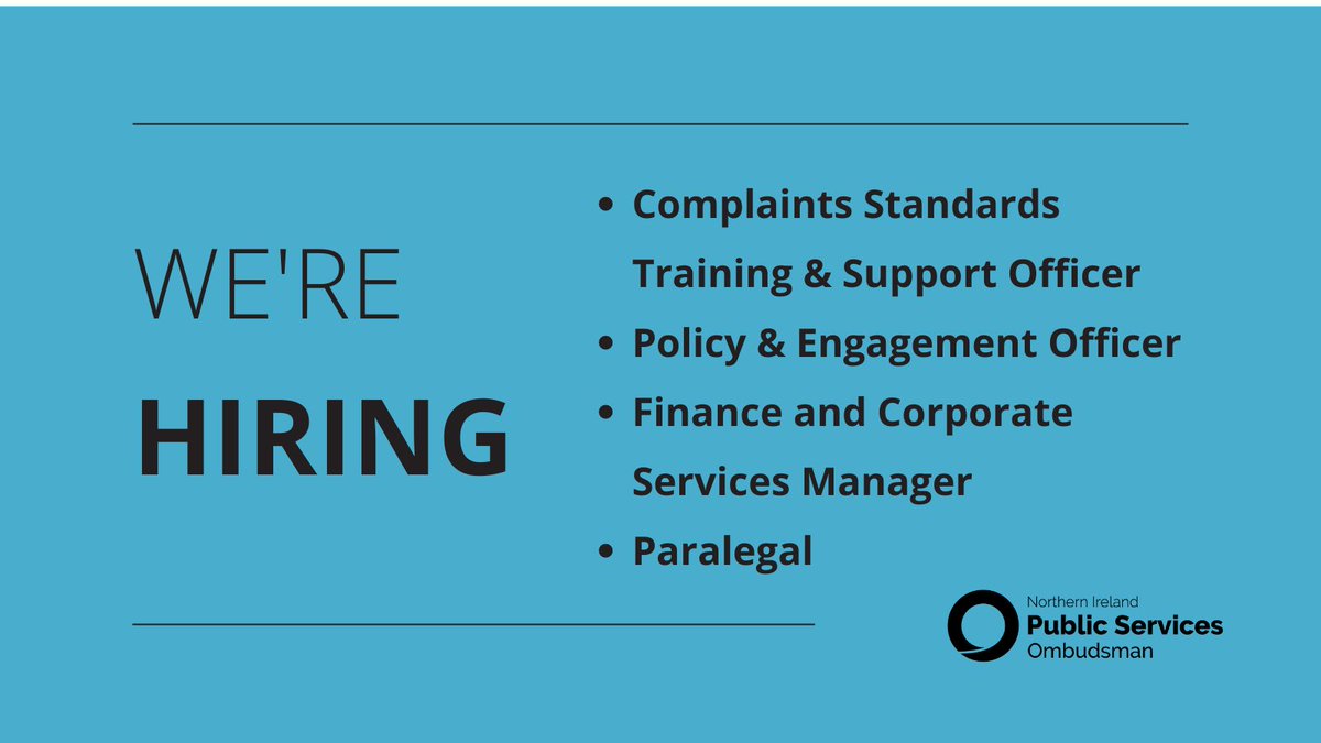 NIPSO_Comms's tweet photo. We offer a great place to work, alongside a fantastic and friendly team. We are values-based and offer a hybrid working approach. Take a look at our posts, a number of which are new roles and join us in making a difference. 

#jobsNI #NIjobs #jobfairy

➡️ https://t.co/cj1GhG2DpI https://t.co/FxXV6nCUKc