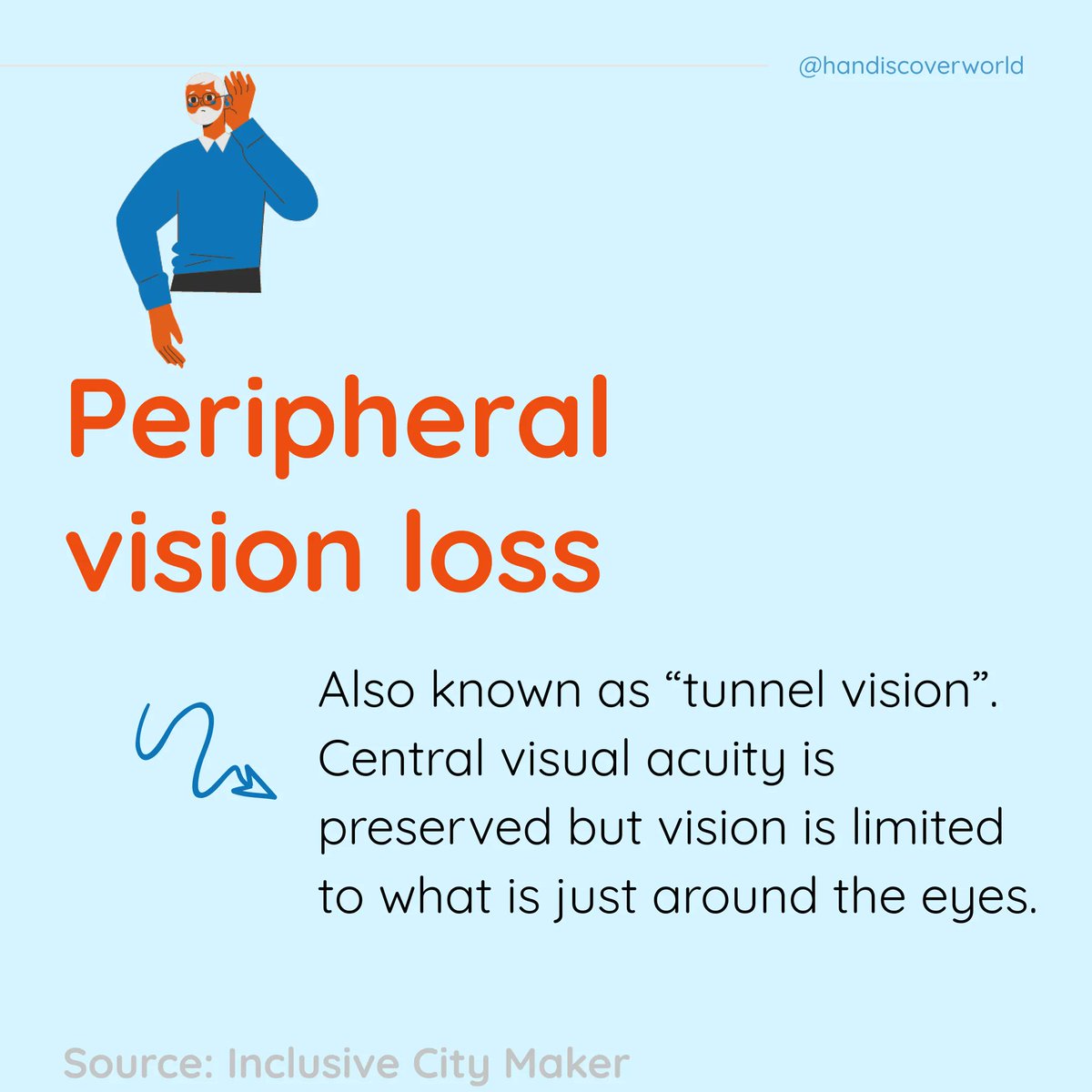 Handiscovercom's tweet photo. Visual impairment takes various forms. It's important to know that not all people carrying a white cane are plunged into darkness ๐ฆฎ Learn more about some different forms of Visual Disability by swiping through these pictures ๐ฉ๐ปโ๐ฆฏ
#Handiscover #Disability #RaiseAwareness https://t.co/aDBileGGHN