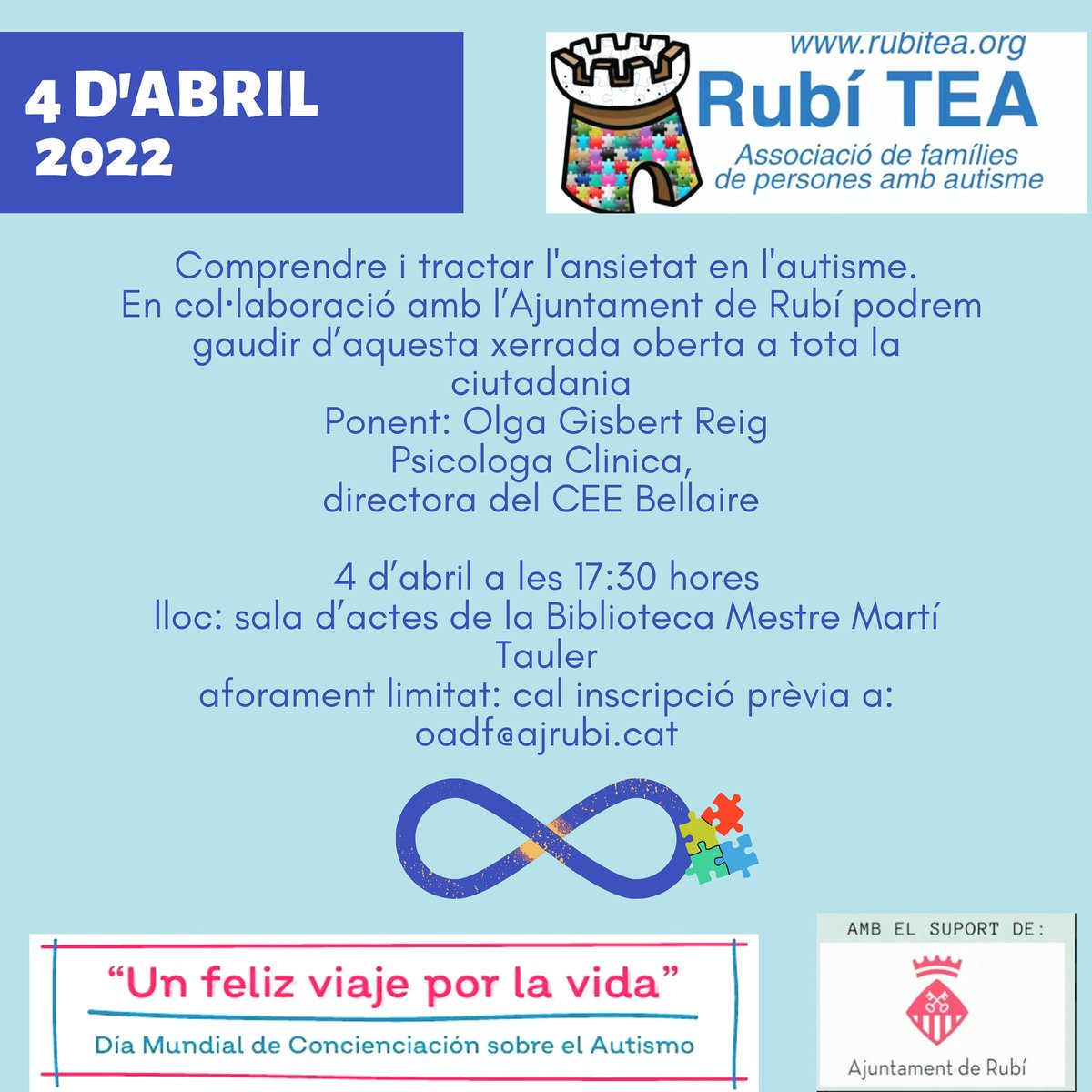 tea_rubi's tweet photo. Y de colofón final!!!!! Places limitades. Confirmeu assistència a oadf@ajrubi.cat  #rubicity #rubitea #autisme #autismo #TEA #unfelizviajeporlavida https://t.co/MDh6GOg3Nl