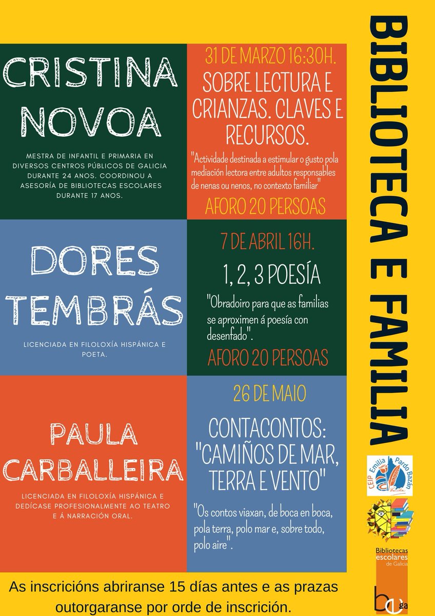 bibliotecaEPB's tweet photo. Biblioteca e familia con @novoa5 @dorestembras e Paula Carballeira.
https://t.co/cMFoVd9FUy #LecturaeFamilia #bescolaresgal #bescolaresgalabertas https://t.co/bymqyLzyxy