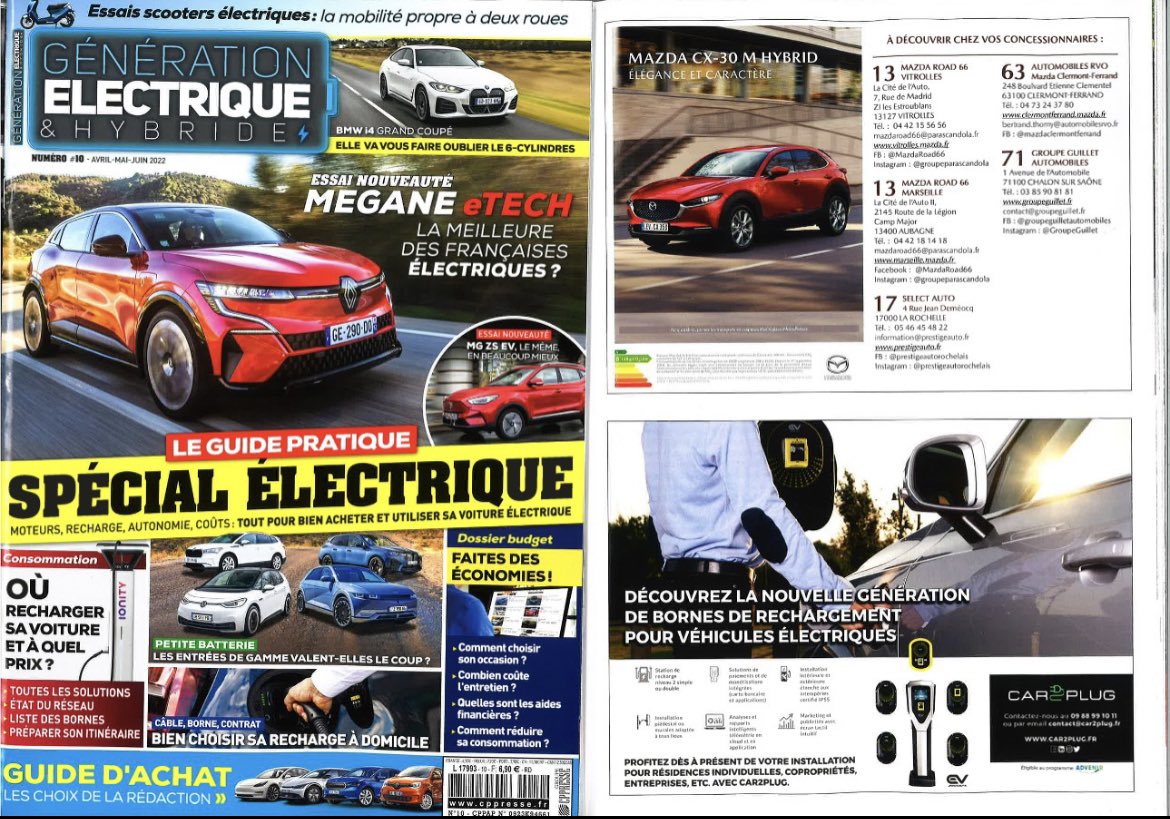 Car2Plug's tweet photo. Merci à toute l'équipe de génération électrique et a Charles Benhamou, pour cette parution dans son magazine
@EvFrance @ev_meter @cppresse @Car2Plug
#generationVE #electricvehicles #emobility #borne2recharge https://t.co/6ng3RONUVg