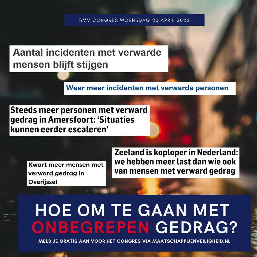 SMVsamen's tweet photo. Ook het afgelopen jaar zag de politie een toename van meldingen van verward gedrag.

Het SMV-congres van 20 april staat in het teken van Bauke Koekkoeks benadering op verwarde personen.

Wil je bij het congres aanwezig zijn? Aanmelden kan via https://t.co/xltVQ0rFHH https://t.co/SPctb3Jm87