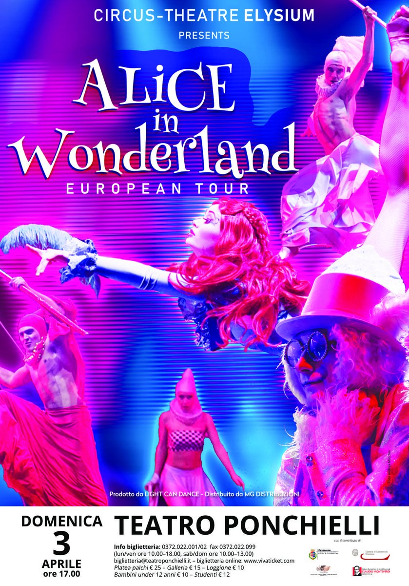 ponchielli_cr's tweet photo. Alice in Wonderland!
Una rete di solidarietà per la Compagnia Circus-Theatre Elysium di Kiev. Anche Cremona ha aderito e lo spettacolo sarà al Teatro Ponchielli domenica 3 aprile ore 17.00 
Uno show fiabesco, un’ode alla vita e alla necessità di sognare.
https://t.co/KJAl8uW1ru https://t.co/PysfaqKgPS