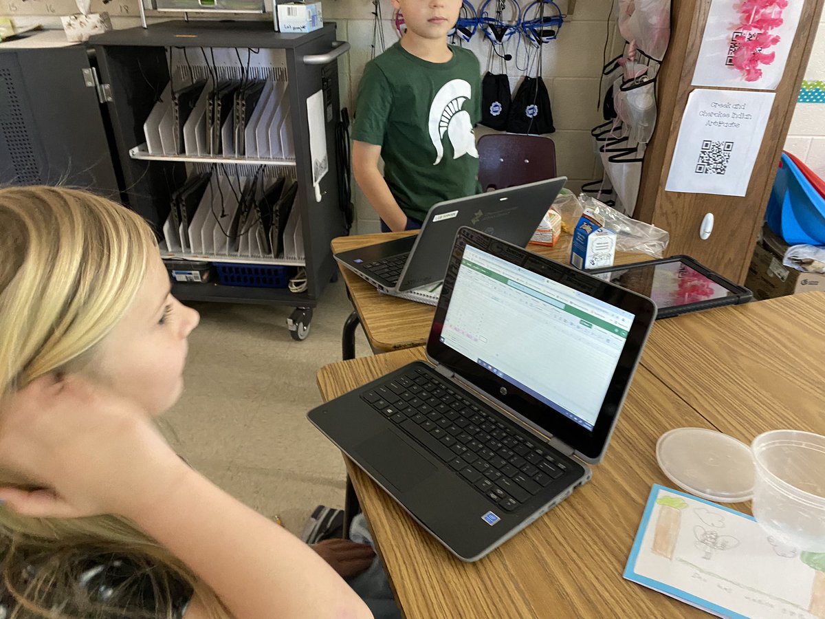 The student had a lot of fun creating line plots in Excel.  They asked if we were going to make more tomorrow!  Technology inspiring young learners <a href="/ClarkCreekSTEM/">Joey Moss</a>, #ccsdConnect