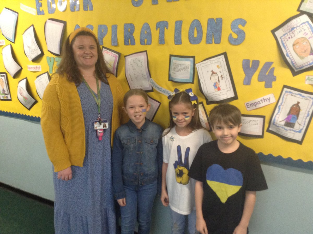 ‘A day for Ukraine’. The children and staff at ESPA have dressed in yellow and blue today, to raise awareness and funds for the <a href="/decappeal/">DEC</a> @CEO_UWMAT @CFOO_UWMAT