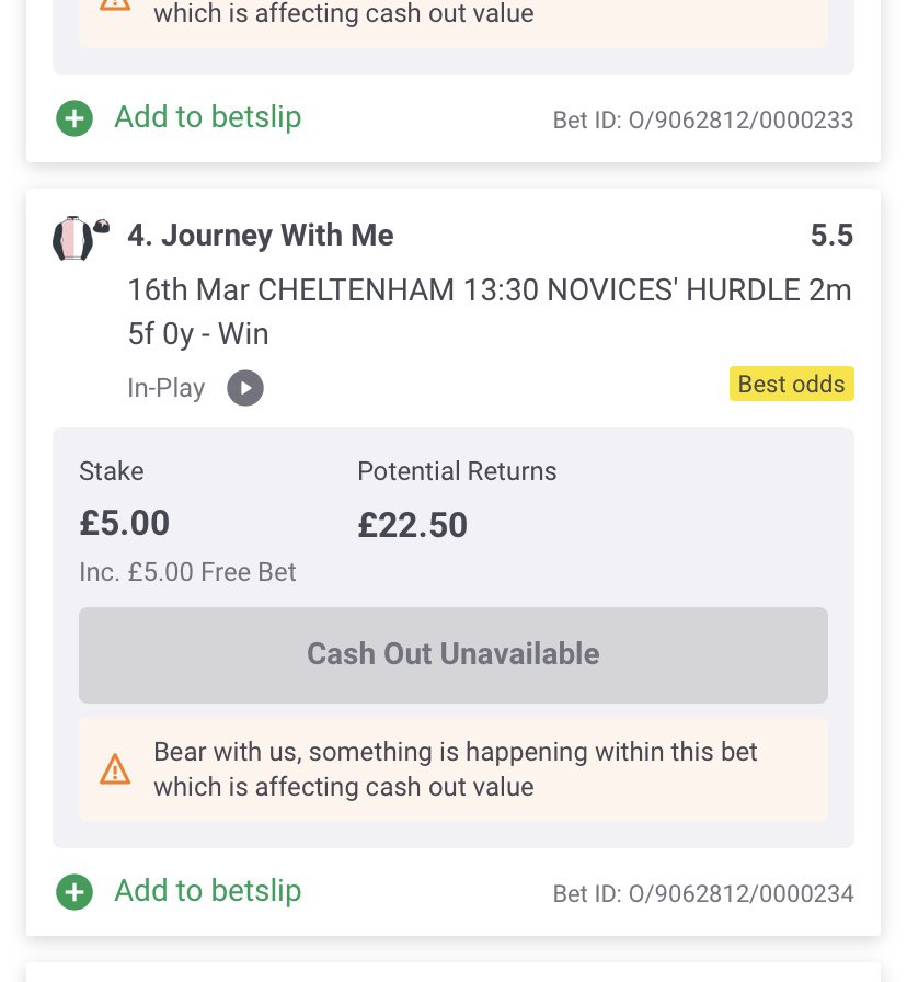 RebeCarter's tweet photo. @TheBadManTips Had her from my free bet 😬 Unlucky https://t.co/1Vsoa2VwWm