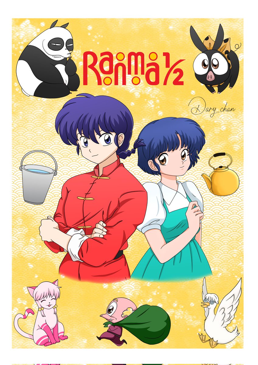 Ali_tmst_21's tweet photo. Aqui un poster que hise del primer anime que vi Ranma 1/2💕
#らんま #ranma #akane #ranmasaotome #henma #pchan #shampoo #mousse #happosai https://t.co/KYCD0k0prG