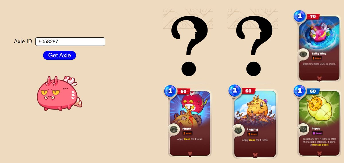 GLun's tweet photo. Do you wanna know what your axie looks like in Axie: Origin so far?

Just paste the axie ID on this page and let the magic happen

https://t.co/cQjUGkIQeB

thanks, @Daniel97233991 https://t.co/TRglAKleFJ