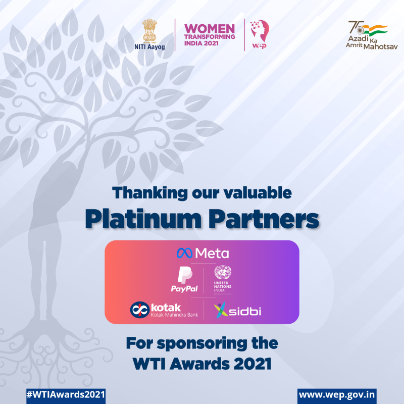 NITIAayog's tweet photo. A token of thanks to the sponsors &amp; partners of #WTIAwards2021!👏

Your continued support &amp; guidance has played a crucial role in ensuring that the entrepreneurial ecosystem for women continues to flourish.

👉Join us LIVE for the awards on 21st March: https://t.co/hWITYMUQks