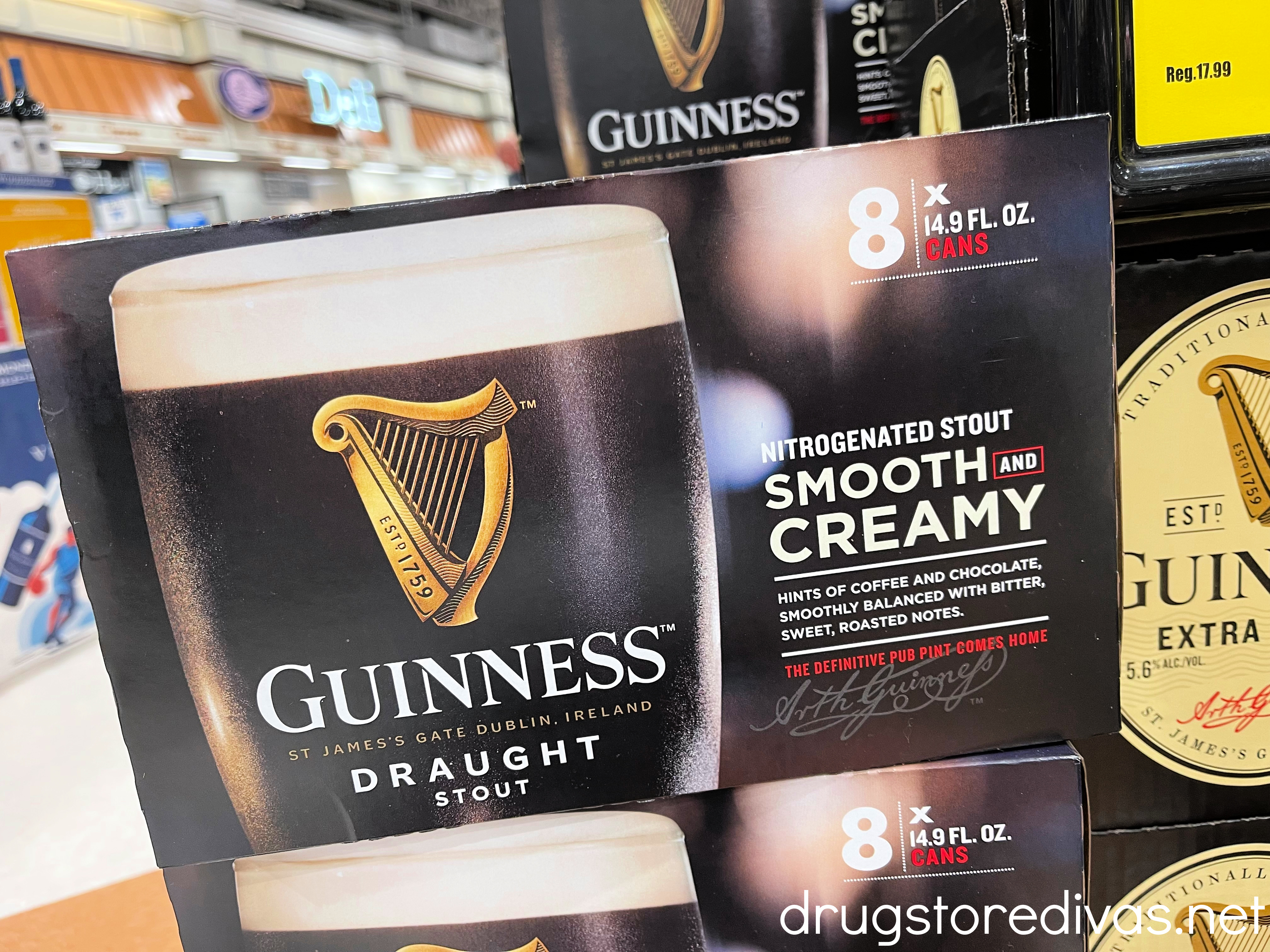 A box of Guinness beer in the store.