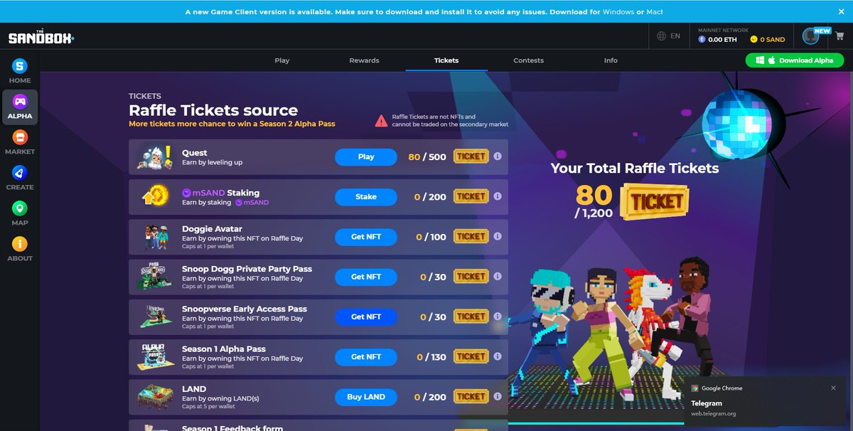 SamaTommyca's tweet photo. @TheSandboxGame I just participated in the daily #SandboxAlphaS2Contest for a chance to earn up to 1,000 $SAND! Starting March 14 -  Show your Raffle Tickets. Check out my screenshot below! 👇 #SandboxAlphaS2 https://t.co/MHGIXv7UUq