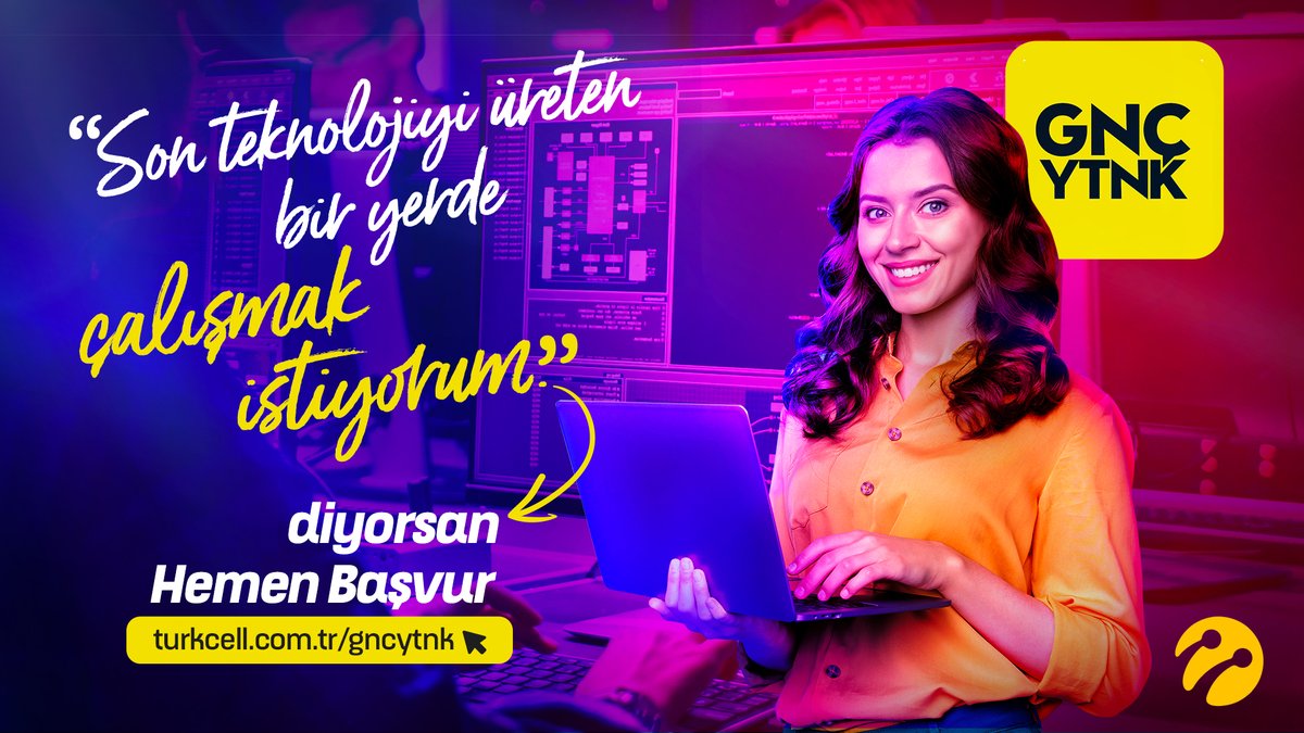#GNÇYTNK2022 başvuruları devam ediyor! 

Yeteneğe bakacak, kariyer yaptıracak, son teknolojiyi üreten bir yerde çalışmak istiyorsan  Turkcell #GNÇYTNK2022’ye bağlantıya tıklayarak hemen başvur! 👆💛

turkcell.com/gncytnk