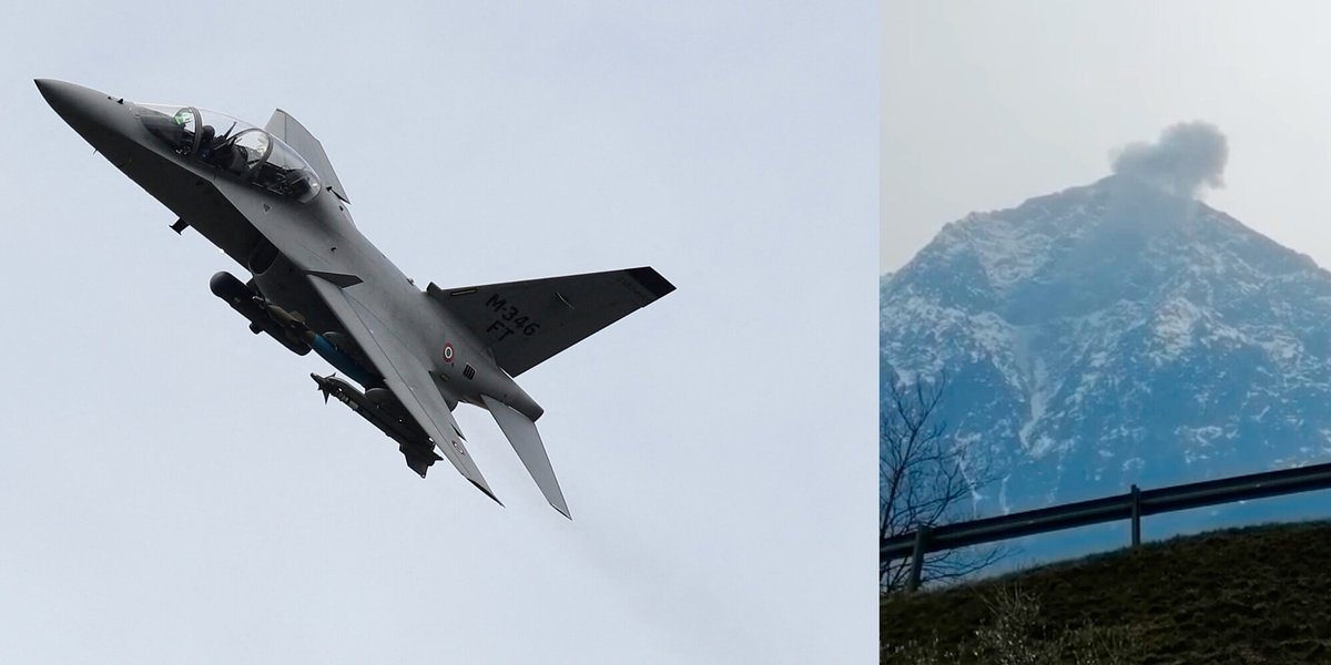 MediasetTgcom24's tweet photo. Lecco, aereo militare M-346 si schianta sul Monte Legnone: un pilota morto, l'altro grave #lecco #jetmilitare #MonteLegnone #sondrio #bergamo #colico #pagnona https://t.co/3JRDwxypLb https://t.co/LzmjfoOUpQ