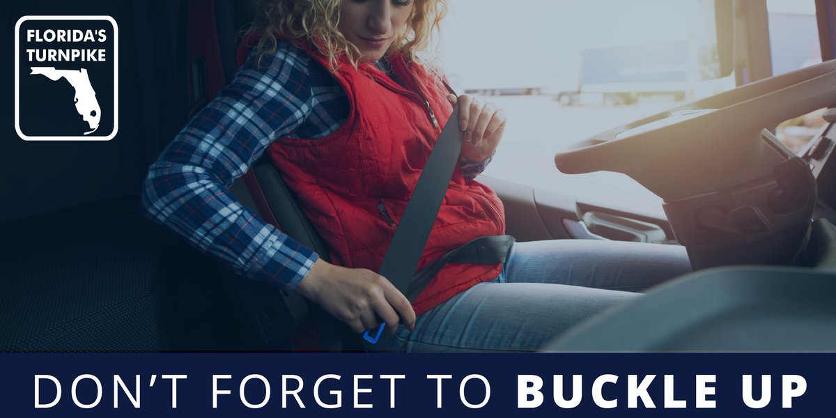 FloridaTurnpike's tweet photo. Don’t forget to #BuckleUpFL. Your seatbelt reduces your risk of being hurt in a crash by almost 50%. #ClickItOrTicketFL @FLHSMV @NHTSAgov https://t.co/W7HS5aUMqO