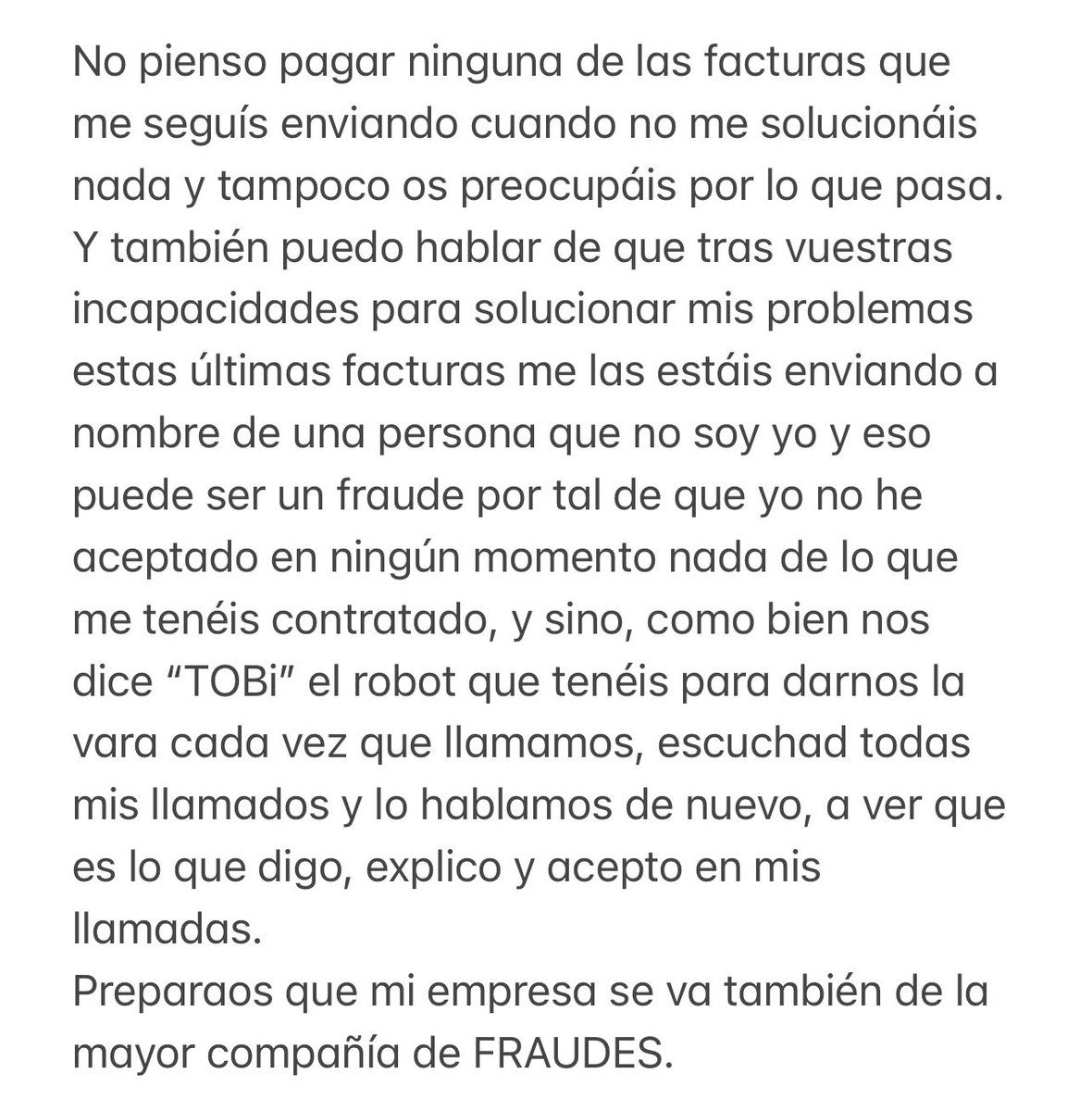 Maica García Godoy (@maica_gg) on Twitter photo <a href="/vodafone_es/">Vodafone España</a> <a href="/VodafoneEmpresa/">Vodafone Empresas</a>
El tiempo es oro y ya me habéis hecho perder demasiado con vuestra INCOMPETENCIA.
Aquí os dejo mi caso actual, y no ha sido el único problema que he tenido con esta compañía.
#vodafone #Vodafonedown <a href="/vodafone_es/">Vodafone España</a> <a href="/VodafoneEmpresa/">Vodafone Empresas</a>
El tiempo es oro y ya me habéis hecho perder demasiado con vuestra INCOMPETENCIA.
Aquí os dejo mi caso actual, y no ha sido el único problema que he tenido con esta compañía.
#vodafone #Vodafonedown