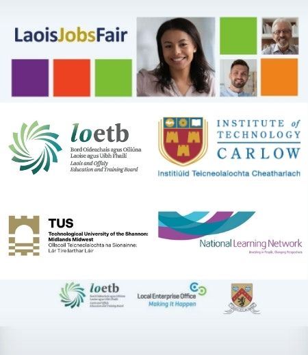 Laois_Chamber's tweet photo. Looking for education reskilling &amp; upskilling opportunities at the #LaoisJobsFair on Tue 12th April, 12pm-8pm, @MidlandsPark #Portlaoise?

Our main sponsor @LOETBenterprise, @itcarlow, @TUS_ie, and @nlnportlaoise will be exhibiting on the day.

Register at https://t.co/NSeDw3j6B9 https://t.co/Lrkl3BmFqm