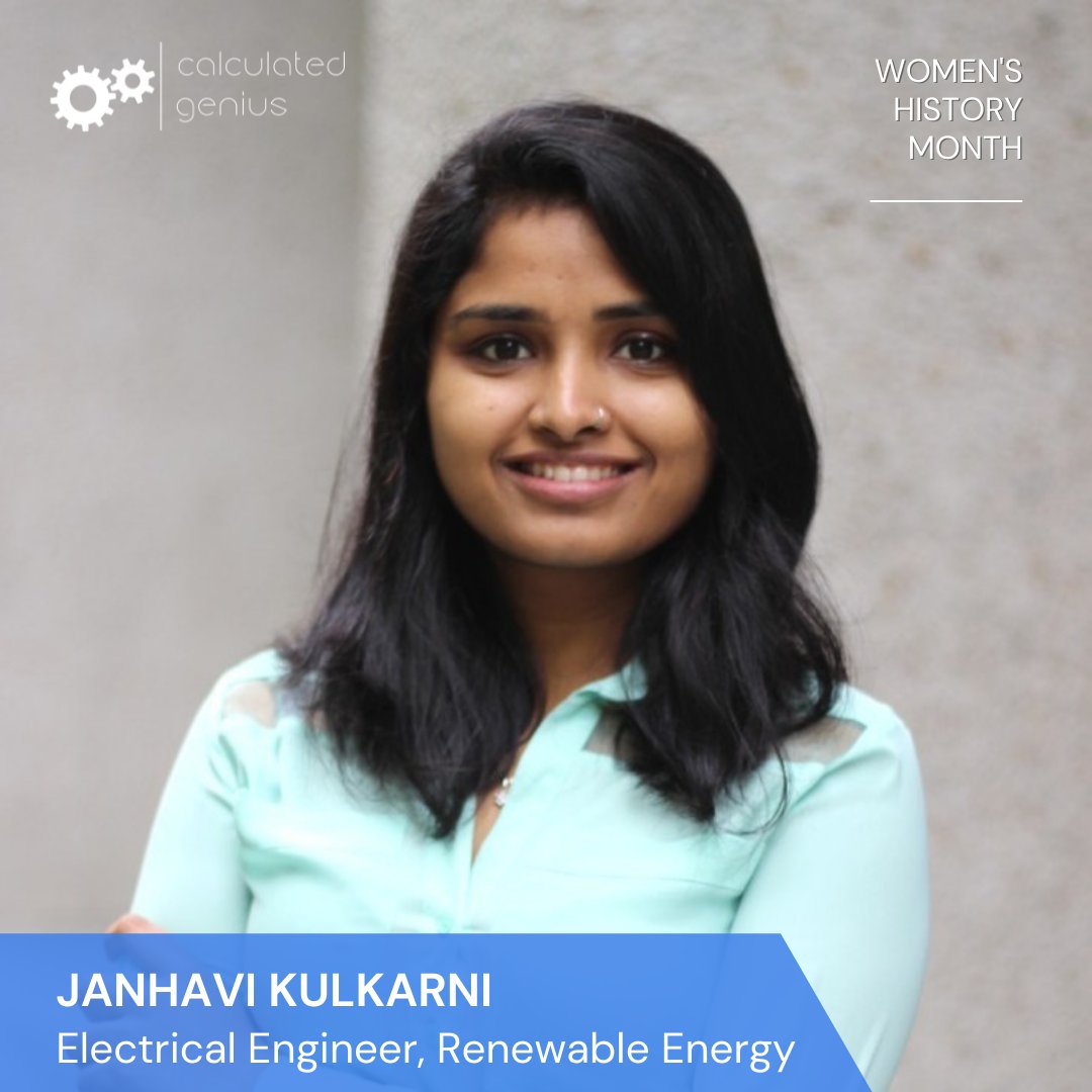 calcgeniuschi's tweet photo. Meet @Janhavi5 a Senior Manager, Engineering for @rwe_americas! She holds a MS in Electrical Engineering &amp; is passionate about solving problems in the renewable energy industry!
#WHM2022 #womenistem #womeninengineering  #calculatedgenius #steminist https://t.co/V2SBHzOvbJ