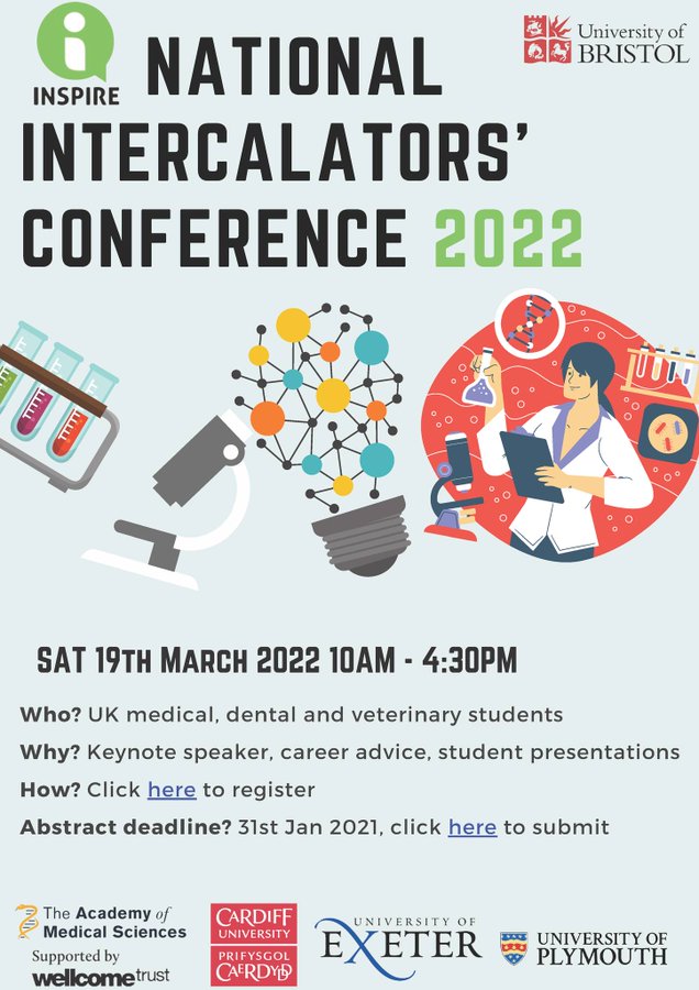The INSPIRE Intercalators Conference is on Saturday - only 3 days away!
Register now at the link below to see what intercalating students have been working on before it's too late!
🦠⚗️

bristol-ac-uk.zoom.us/meeting/regist…