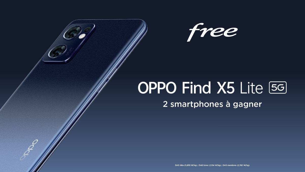 free's tweet photo. Avant sa sortie, Free et OPPO vous proposent de gagner 2 smartphones #OPPOFindx5Lite (5G).
Pour cela RT &amp; follow les comptes @free et @OPPOFrance. 
Tirage au sort le 23/03. 
Bonne chance à tous 🍀🫰 https://t.co/7YkG1cR6Ki