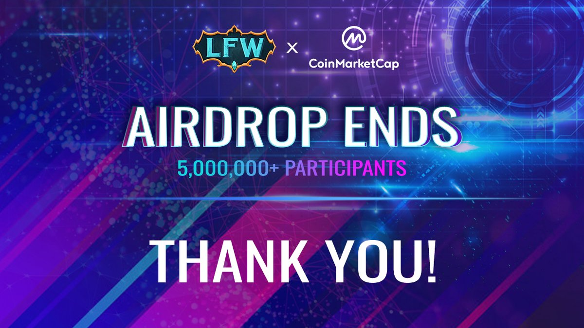 Legend_LFW's tweet photo. 📢 LFW x @CoinMarketCap 500 NFT Airdrop has ended, thanks to MILIONS OF USERS who joined in! 📢
‼️ Winners will soon be revealed. Keep following us to be updated. https://t.co/8w0DhCCMmv