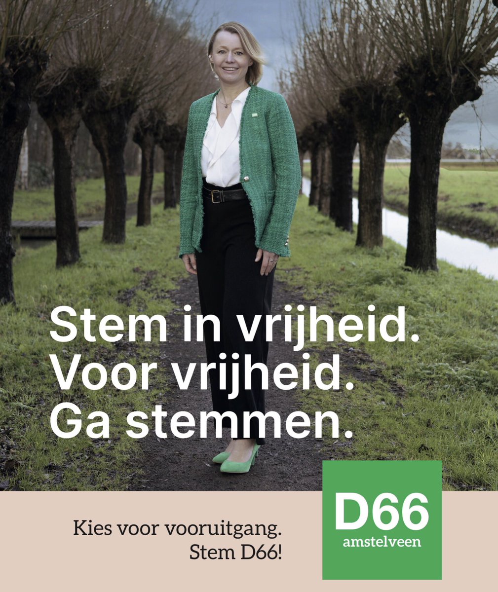 D66Amstelveen's tweet photo. Stem in vrijheid, voor vrijheid. Stem D66. 

📢 Ga stemmen en vraag iedereen die je kent om hetzelfde te doen. 

🗳Bekijk hier waar je kunt stemmen:  https://t.co/wm3TwrRzDl. https://t.co/aGORhMN5Im