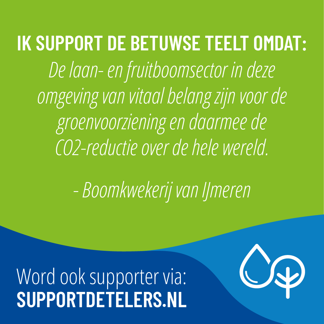 supportdetelers's tweet photo. 𝗦𝘂𝗽𝗽𝗼𝗿𝘁𝗲𝗿𝘀 𝗮𝗮𝗻 𝗵𝗲𝘁 𝘄𝗼𝗼𝗿𝗱
Op onze website https://t.co/ZFMnOLGWH3 laten veel supporters een reactie achter. Zo geeft ook boomkwekerij van IJmeren een reactie.

Laat ook van je horen op https://t.co/ZFMnOLGWH3

#supportdetelers #drinkwaterreserveringsgebieden https://t.co/LIE7IOOQc5