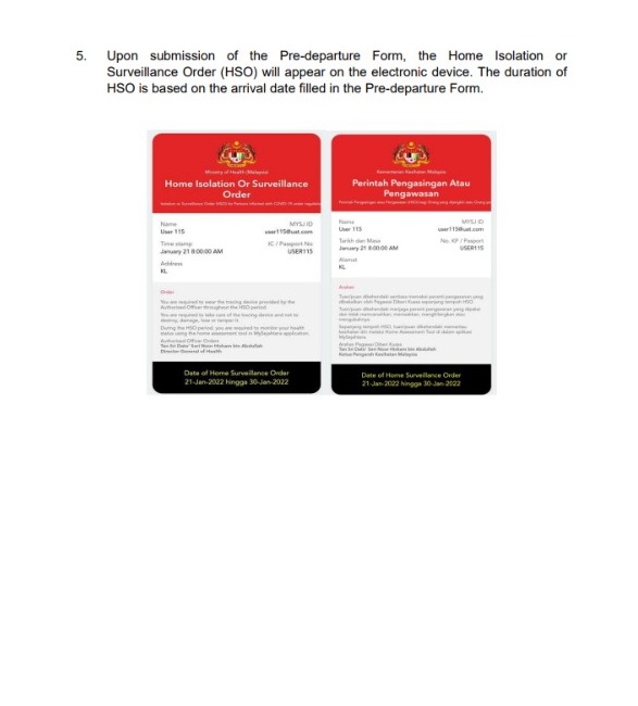 Requirements To Fill In The Pre-Departure Form Via The MySejahtera Application For Travellers Entering Malaysia From Abroad.