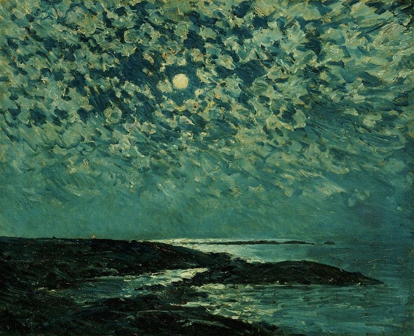 BellyRash's tweet photo. Moonlight, Isle of Shoals by Childe Hassam https://t.co/zQZ6Wubvzp