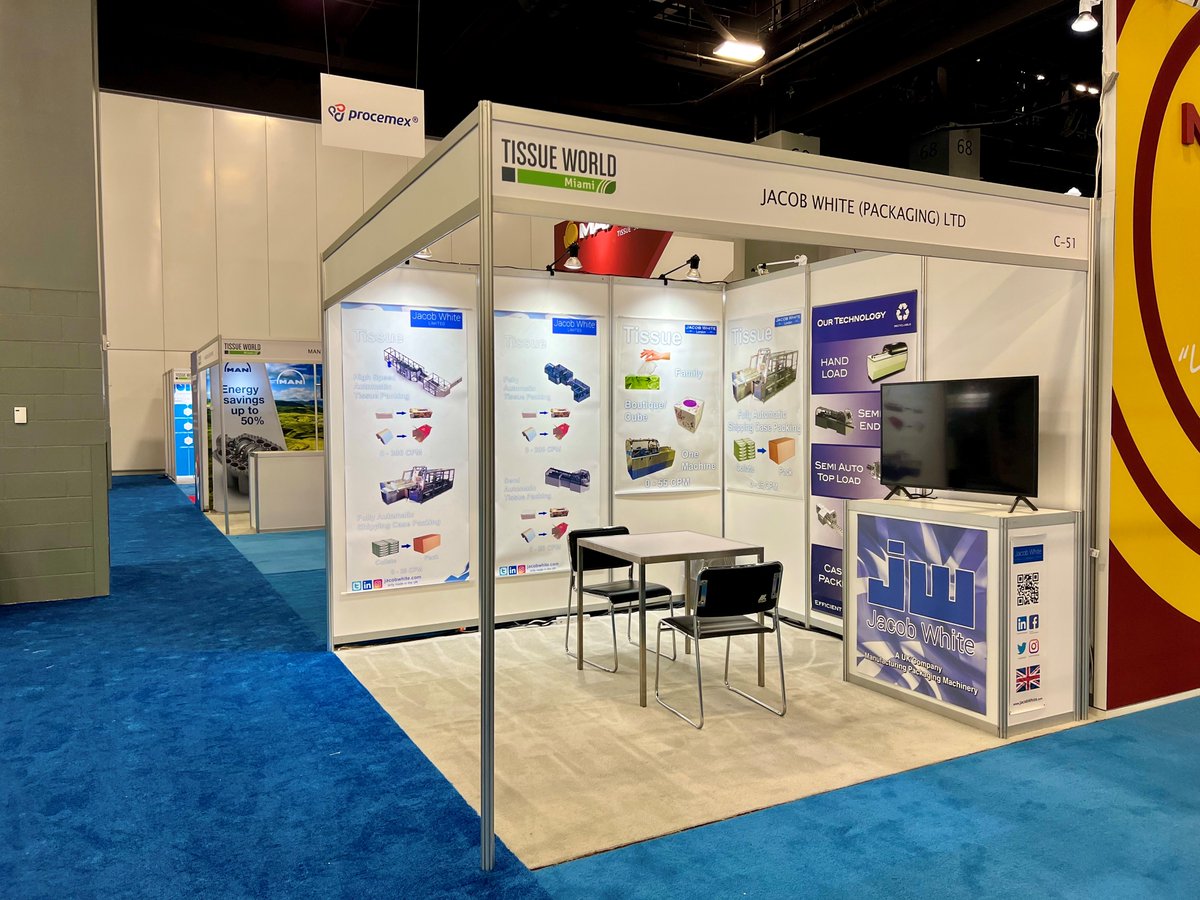 JacobWhiteLtd's tweet image. We are at Tissue World in Miami, the show is about to start, come and find us on stand C51!

#TissueWorld #TWMiami2022 #tissuepackaging #packagingmachines #JacobWhite #JacobWhitePackaging