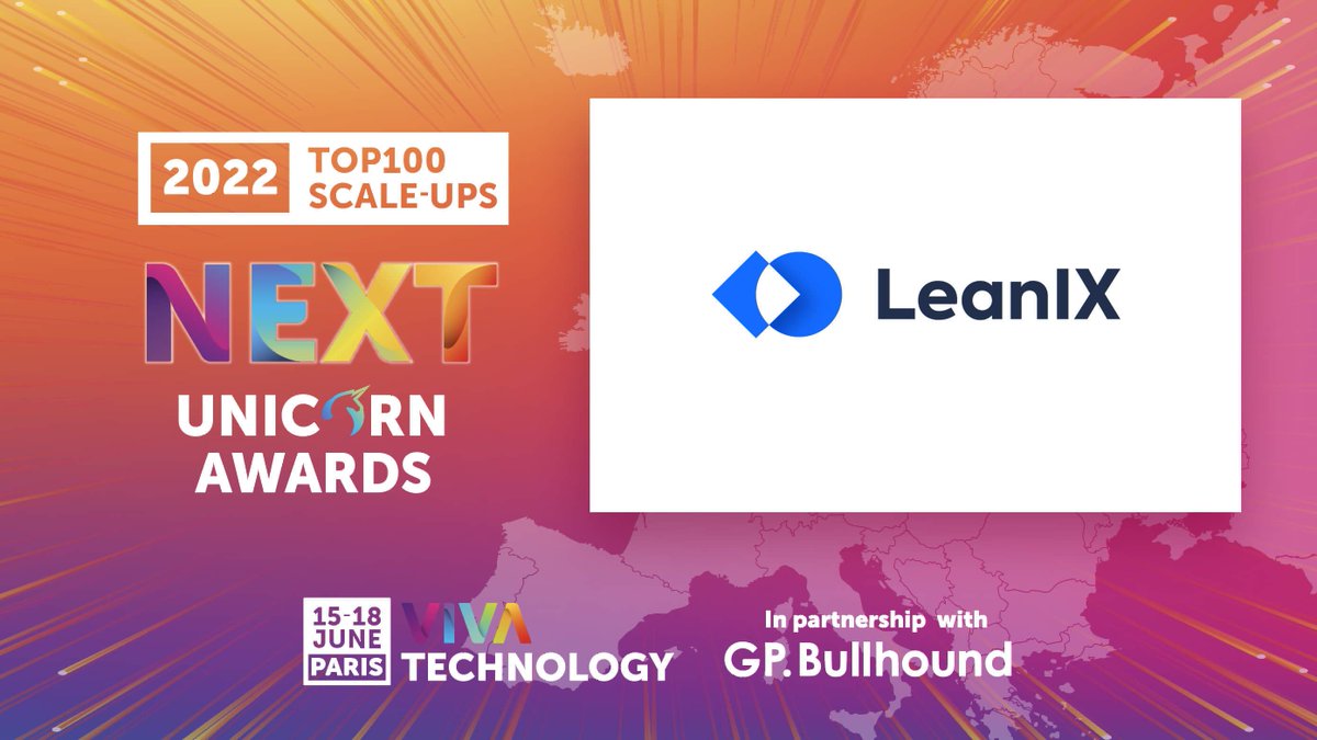 SAPLeanIX's tweet photo. We are thrilled to have been selected as a 2022 "Top 100 Next Unicorn" in the @VivaTech annual list of the 100 most promising scale-ups in Europe!

Become a part of this journey ➔ https://t.co/AT0tVGXf07
#WeAreHiring #Unicorn #Scaleup https://t.co/lg0PnBLofl
