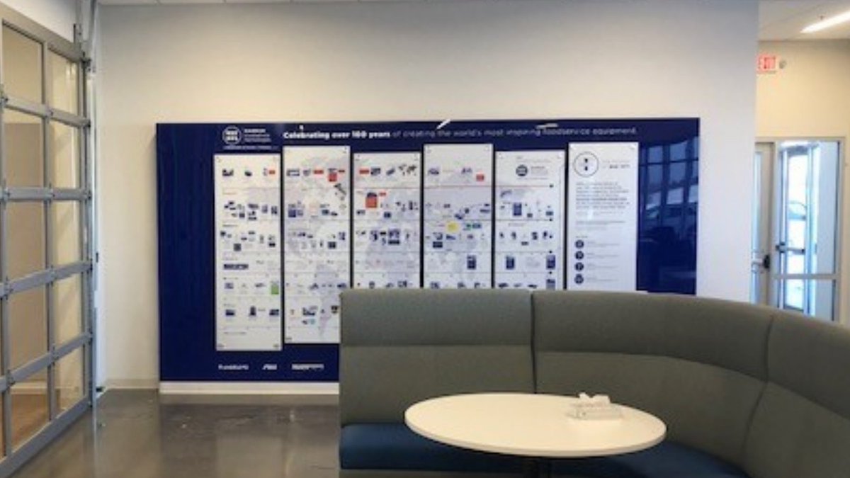 Dolan Printing just finished a new project installation! <a href="/marmonlink/">Marmon Link</a>, a Berkshire Hathaway Company, was creating a company timeline wall and asked Dolan Printing to help with the Minnesota and Illinois sites. 
dolanprinting.com/large-format-g… #visiblydifferent