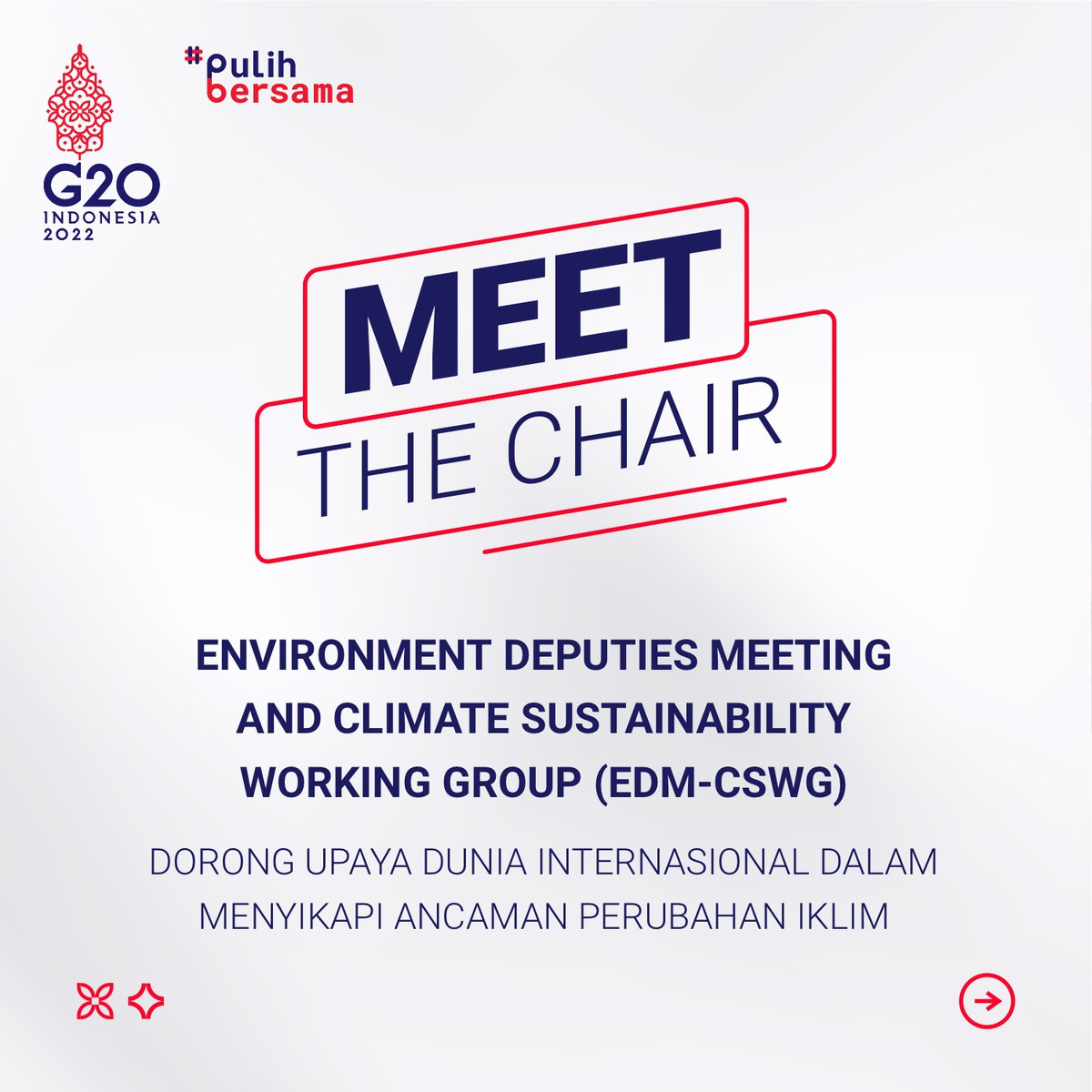 Indonesia_G20's tweet photo. 3 isu prioritas Environment Deputies Meeting and Climate Sustainability Working Group (EDM-CSWG) akan dibahas untuk menjadi komitmen bagi para anggota G20 melalui adopsi suatu Komunike Menteri-Menteri Lingkungan Hidup &amp; Perubahan Iklim G20 sebagai dokumen utama hasil pertemuan. https://t.co/J4huPX3hxe